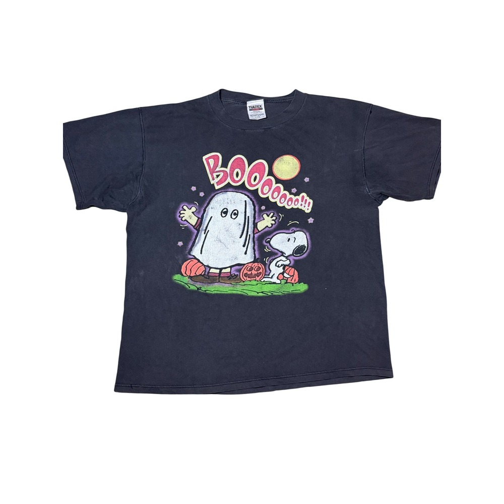 Vintage Tultex Peanuts Halloween Snoopy Charlie Brown Ghost T-Shirt Mens XL